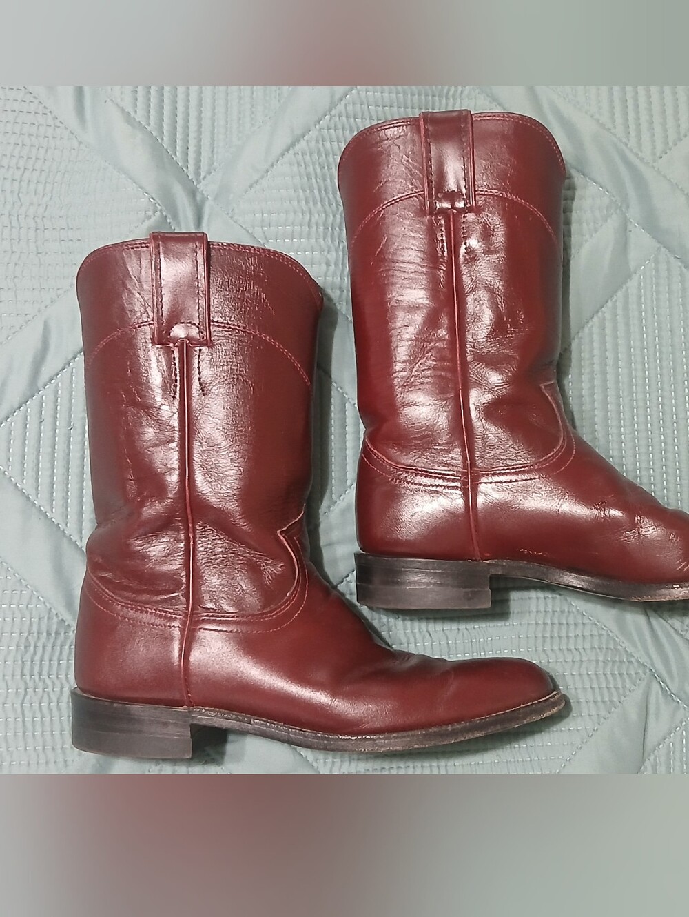 Justin Boots Women's Burgundy Leather Mid-Calf Western Boots L3068 Size 6B